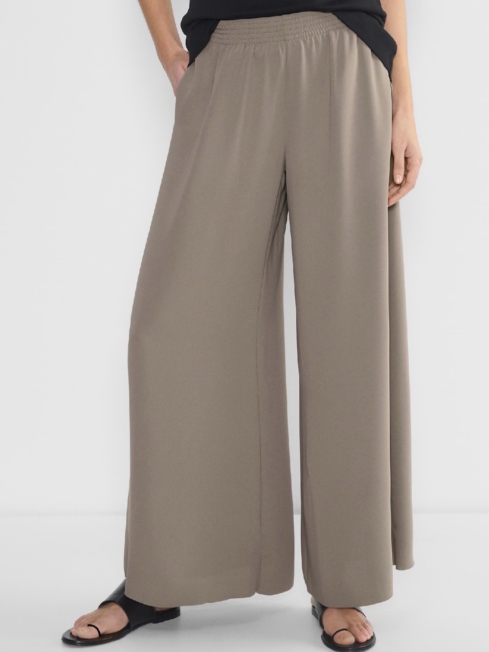 Aritzia Babaton Parker Palazzo Wide-Leg Taupe Pants Sz M NWT $128
